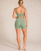 Alyssa Women's Seamless Workout Set – Crop Top & High-Waisted Shorts