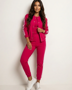Zoe Women's 3-Piece Lounge Set – Sleeveless Top, Jacket & Elastic Waist Pants