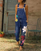 Rosie Women's Floral Overall Jumpsuit – Loose Fit Summer Romper with Pockets