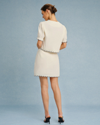 Paige Women's Embroidered Mini Skirt – Beige Design with Contrast Details