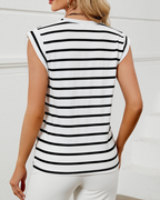 Brianna Women’s Cap Sleeve Top – Crew Neck Loose Fit Stretch Summer Tunic Tee
