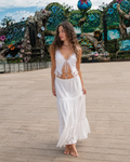 Audrey Women's Lace Crop Top – White Open-Front Design with Adjustable Ties