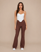 Heather Women's White Corset Crop Top – Structured Bodice with Thin Straps