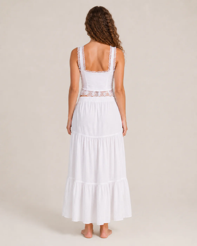 Audrey Women's Lace Crop Top – White Open-Front Design with Adjustable Ties