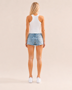 Brooke Women's Studded Tank Top – White Racerback with Shoulder Cutouts