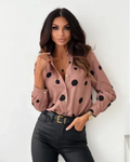 Beatrice Women's Polka Dot Blouse – Button-Up Shirt with Classic Collar