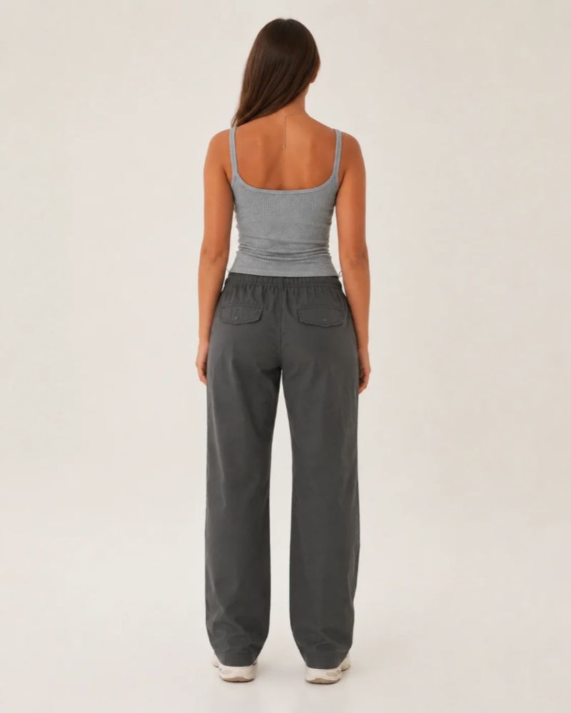 Winifred Women's Ribbed Tank Top – Gray Crew Neck Fitted Basic Top